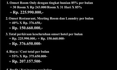 Dijual Hotel di Bukit Sangkal, Palembang