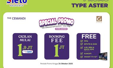RUMAH THE CEMANDI SIDOARJO  Hunian Stylish & Nyaman untuk Keluarga Muda, New Type Aster 1 Lantai Cicilan hanya 1,9 juta/bulan