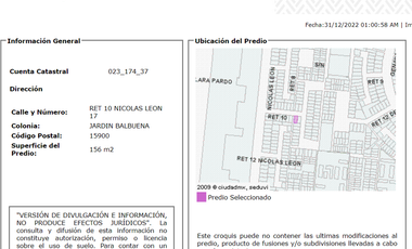 CASA EN REMATE EN RETORNO 10 DE NICOLÁS LEÓN 17 EN JARDÍN BALBUENA, VENUSTIANO CARRANZA CDMX