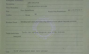 Dijual murah Rumah di Cisaranten Kulon, Bandung