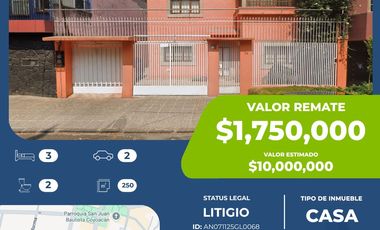 Casa en venta en Felipe Carrillo Puerto, Coyoacán, CDMX (oportunidad de remate hipotecario)