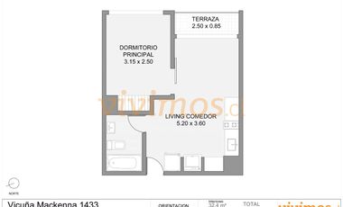 Metro Ñuble. 1 Dormitorio, moderno