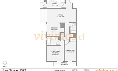 San Miguel. Familiar y tranquilo 2 Dorm + estacionamiento