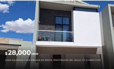 SE RENTA CASA AMUEBLADA RINCONADAS DEL VALLE