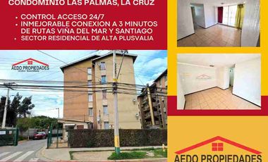 Se Vende Lindo y Funcional Departamento, Condominio Las Palmas, comuna de La Cruz.