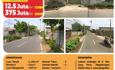 Gudang + Kavling Kalideres 1100m² SHM, Akses Truk 20 Feet, Dekat Bandara Soetta