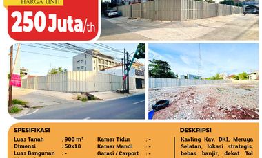 Sewa Kavling 900m² Meruya Selatan, Dekat Tol Meruya & Mercu Buana, Bebas Banjir