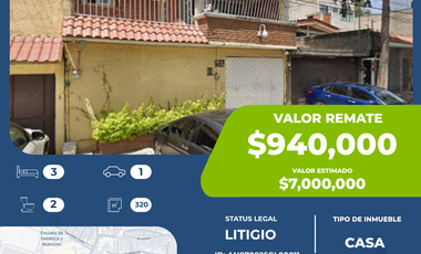 Se ofrece propiedad en venta en remate bancario ubicada en Tlalayote, alcaldía Tlalpan, ideal para inversionistas o compradores que buscan adquirir un