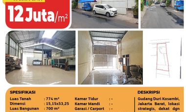 Gudang Duri Kosambi Jakarta Barat 774m² BEBAS BANJIR - Dekat Tol Green Lake City