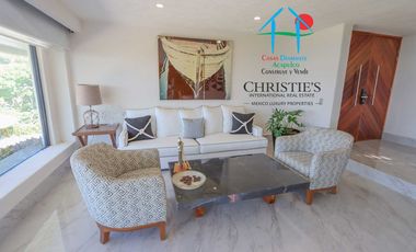 Casa con alberca con cascada, mesa de teppanyaki, palapa y vistas panorámicas al mar