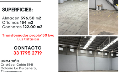 ¡Oportunidad Única! Se Renta Bodega en Guadalajara de 674 m²