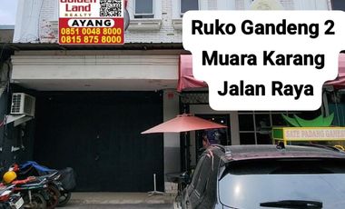 Disewakan Ruko 2 Gandeng Muara Karang hdp Jalan Raya uk 10x22m , 3 lantai, hadap Utara , jarang ada !