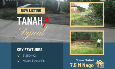 Jual Tanah Gowa Makassar, Luas Tanah 31,250 m2, Dekat dengan Wisata Anggur Organic