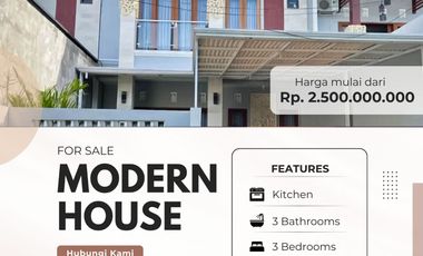 FOR SALE MODERN HOUSE WITH A BALCONY AND BEAUTY GARDEN AT DENPASAR