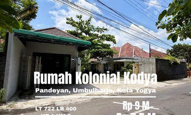 Rumah kolonial Luas Tepi jalan Raya Pandeyan Umbulharjo kodya
