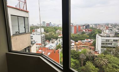 Departamento Renta Condesa, reestrene, vista Panorámica, 2 recamaras mas estudio abierto