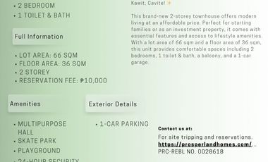 TOWNHOUSE FOR SALE – KAWIT, CAVITE