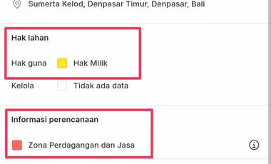 Tanah Renon 2 menit Jalan Kaki Ke Lapangan Renon Zona Perdagangan dan Jasa