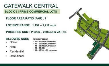 PREMIUM COMMERCIAL LOT FOR SALE - Gatewalk Central - Mandaue City, Cebu, Philippines