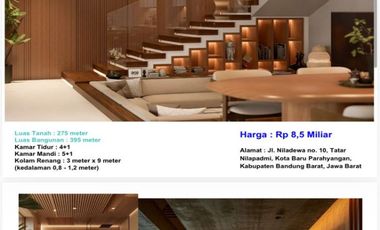 Rumah Baru Luxury Modern Mewah Furnish With Pool di NILAPADMI  Kota baru parahyangan