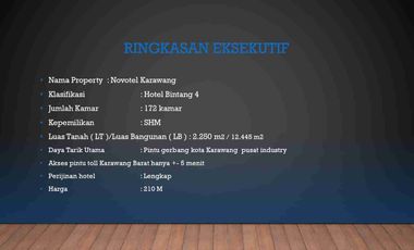 Hotel Bintang 4 dijual di Karawang Jawa Barat
