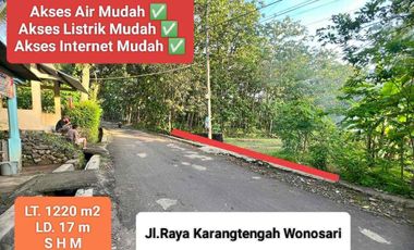 Jual Tanah bonus Gudang di Karangtengah Wonosari Gunung Kidul Pinggir Jalan Raya Murah