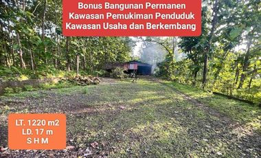 Jual Tanah bonus Gudang di Karangtengah Wonosari Gunung Kidul Pinggir Jalan Raya Murah