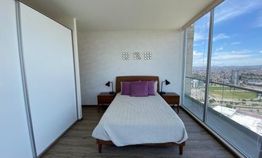 Departamento de Lujo en Renta | Angelópolis | Amueblado | 105 m² | 2 Recámaras | Piso 21 | $31,000 (mantenimiento incluido)