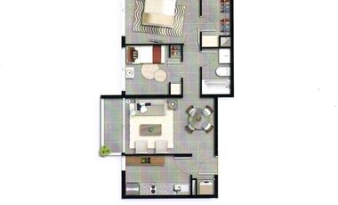Dpto. 2 Dorm / 1 Baño / 1 Est./ 1 Bodega.-San Isidro, Santiago Centro.-