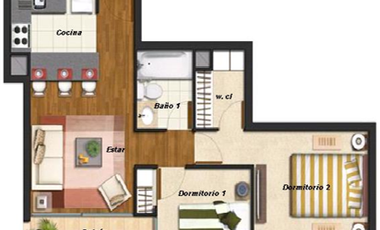 Venta departamento 2D1B  San Nicolás - San Miguel