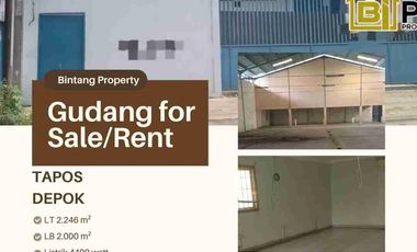 DIJUAL DAN DISEWAKAN GUDANG DI CIMANGGIS TAPOS DEPOK DEKAT TOL GUNUNG PUTRI CIBUBUR
