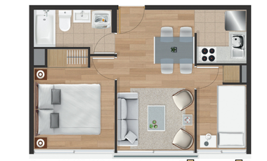 Departamento 2D 1B con balcón francés en La Cisterna