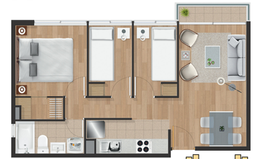 Departamento 3D 1B con terraza en La Cisterna