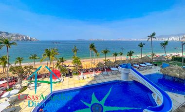 Departamento de playa con terraza y vista al mar