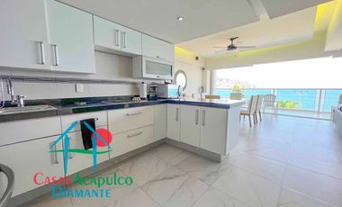 Departamento de playa con terraza y vista al mar