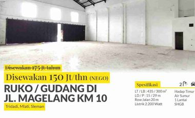 disewakan ruko / gudang pinggir jln.magelang km.10 mlati sleman yogya. ( 251 ro )