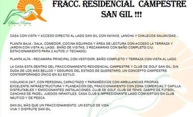 20.85 CASA EN RENTA EN SAN GIL CON VISTA AL LAGO
