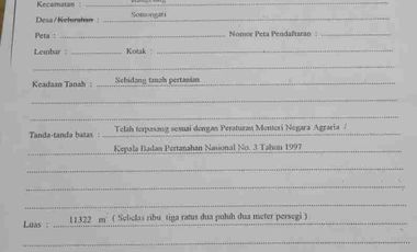 Super Murah Tanah Dijual Di somongari ,Kaligesing, Purworejo, Jawa Tengah