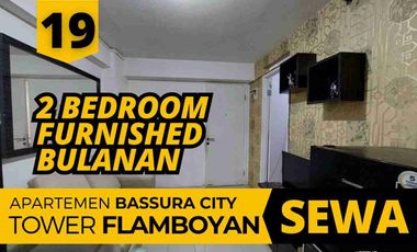 Sewa  2 Bedroom Bulanan Tower Flamboyan Lantai 19 Apartemen Bassura City