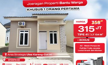 Jual Cepat Rumah Siap Huni Tipe 41 Punya 2 Kamar Tidur + 2 Kamar Mandi (Dalam) Area Strategis Cot Iri Ulee Kareng