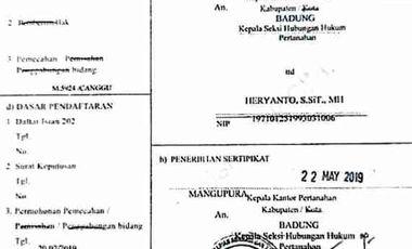 TANAH CANGGU PANTAI BATU BOLONG DEKAT PANTAI