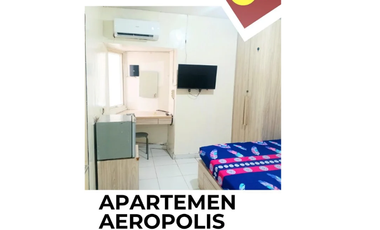 disewakan pertahun apartemen Aeropolis residence 2 studio murah per 1 tahun full furniture Neglasari Tangerang Banten 12 bulan seberang bandara Soekarno Hatta furnished lengkap
