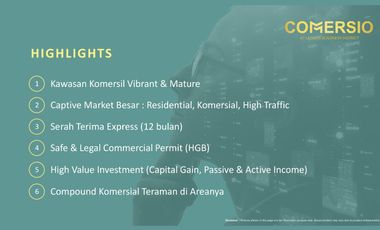 Ruko Comercio BSD. 3 lt. New launching, dekat statiun