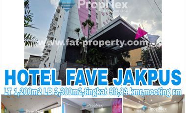 MURAH!Dijual Hotel Fave,JakPus LT1200m2 LB3300m2,Tingkat 9lt,84 kamar