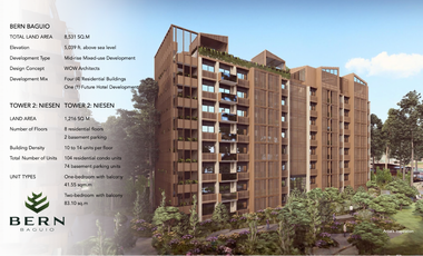 BERN BAGUIO / LUXURY 1 BEDROOM W BALCONY / OWN A PIECE OF BAGUIO - THE SUMMER CAPITAL OF THE PHILIPPINES.