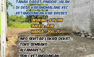 Tanah Darat Pinggir Jalan Di Desa Karangmalang Ketanggungan Brebes