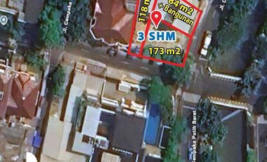 Dijual Tanah Kav Hoek Jalan Raya 3 Row di Cemput Barat