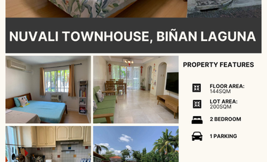 2BR HOUSE & LOT IN NUVALI TOWNHOUSE, BIÑAN CITY - LAGUNA, 144SQM