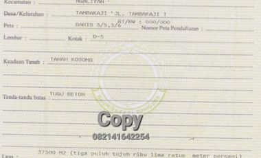 (Bb) Tanah Kosong 3.75 Ha area Industri SEMARANG, Hrg dbawah NJOP, Mantap