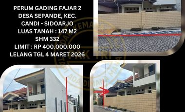 JUAL RUMAH LELANG BANK DI SIDOARJO (PERUM GADING FAJAR 2 - SEPANDE) : LELANG KPKNL